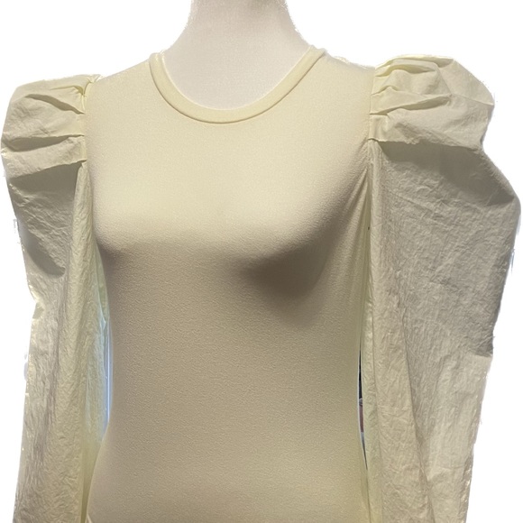 Skies are Blue Puff Sleeve Blouse Cream Crew Neck Size XS NWT - Picture 11 of 16
